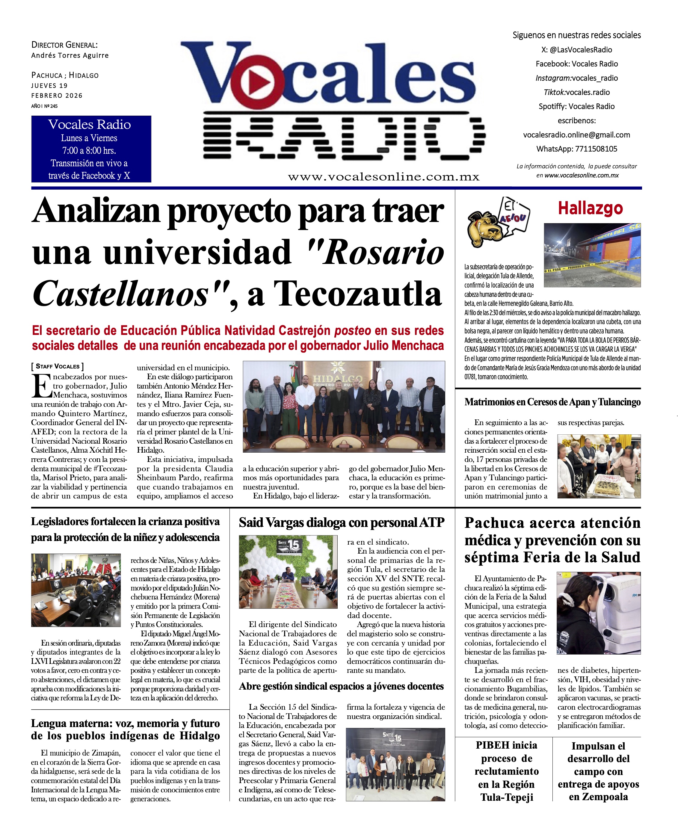 Jueves 19 de Febrero 2026