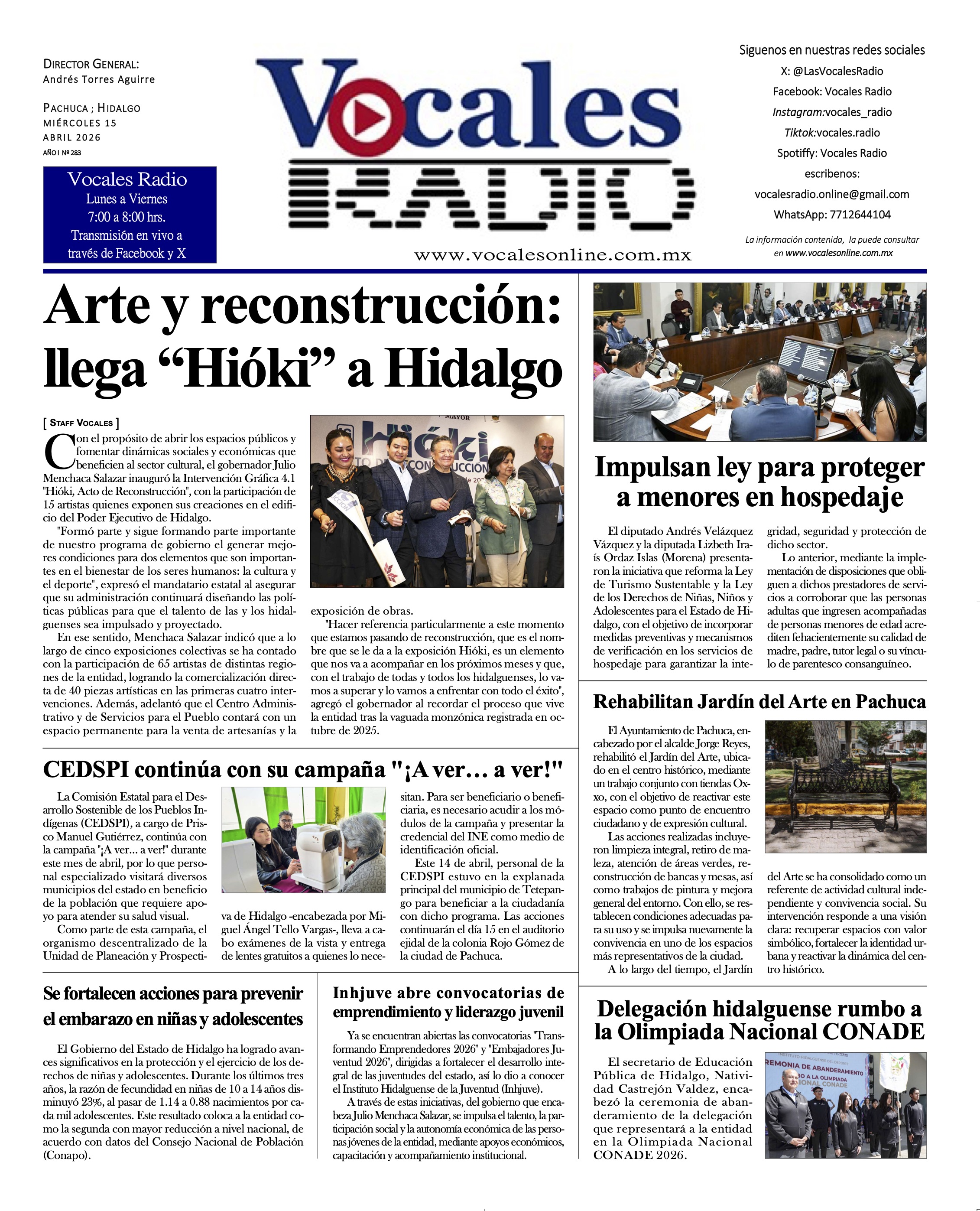 Miércoles 15 de abril 2026