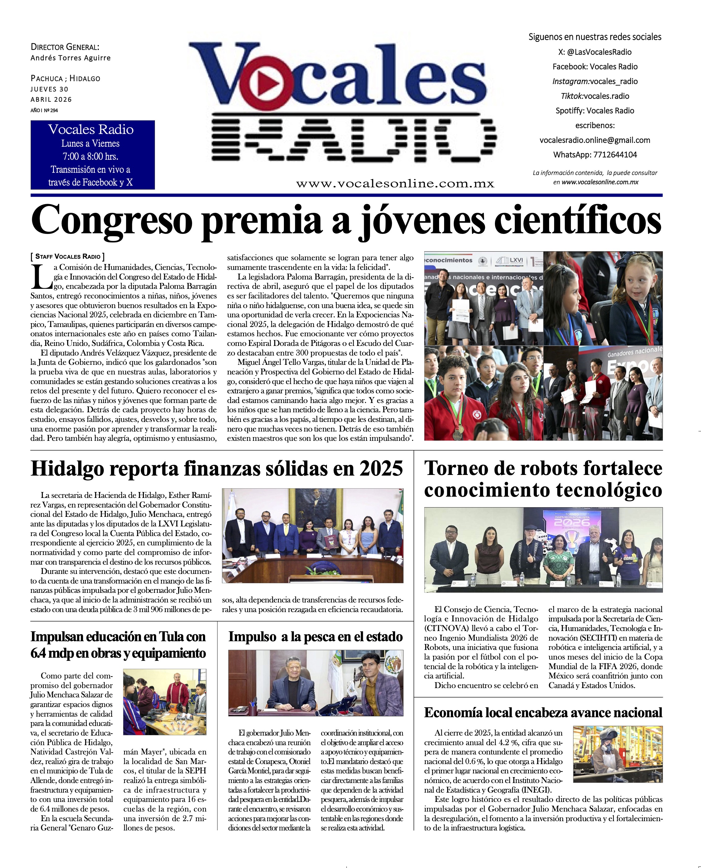 Jueves 30 de abril 2026