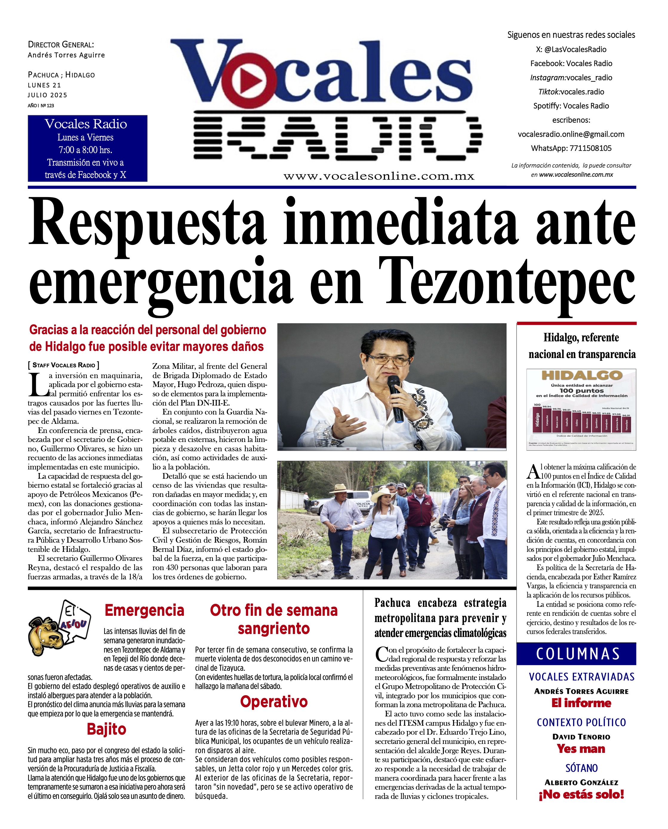 Lunes 21 de julio 2025