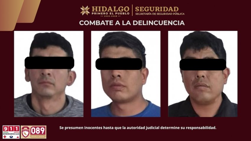 SSPH asegura a tres sujetos por robo a negocio