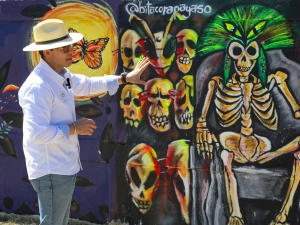 Pachuca celebra el arte urbano con murales del Día de Muertos