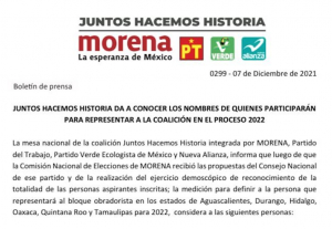 Morena da a conocer sus listados para definir candidaturas a gubernaturas en seis estados