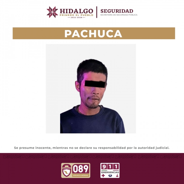 Por robo, Policía Estatal detiene a sujeto en Pachuca