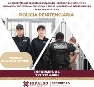 Abre SSPH proceso de reclutamiento para Policía Penitenciaria 