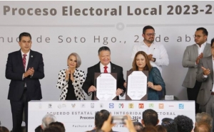 IEEH firma con el Poder Ejecutivo y representantes de los Poderes Legislativo y Judicial Acuerdo Estatal por la Integridad Electoral
