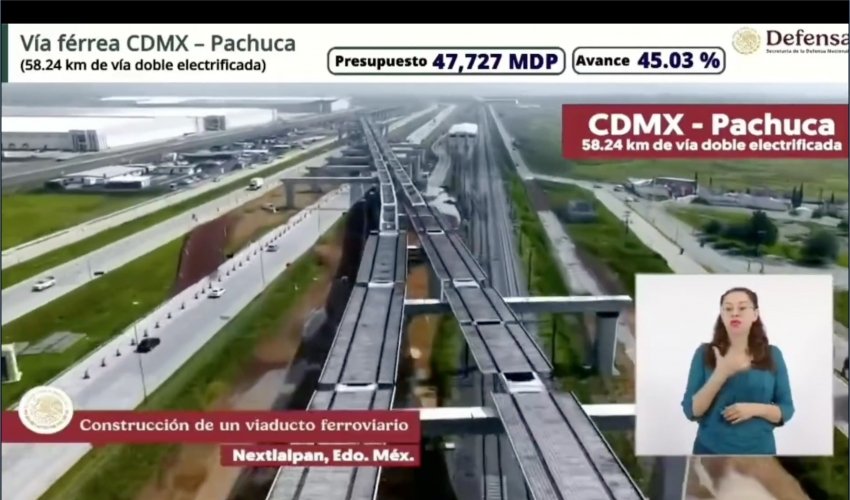 Tren AIFA-Pachuca alcanza 45% de avance