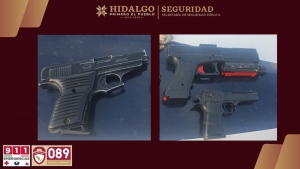 Intervenci&oacute;n policial en Tizayuca permite asegurar a dos personas y un arma de fuego