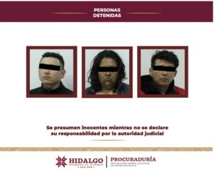 Detiene PGJEH a tres personas por la posible comisión del delito de extorsión, ocurrido en Tasquillo