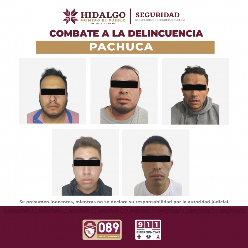 Desarticula SSPH a banda delictiva implicada en robos y narcomenudeo en municipios de Hidalgo