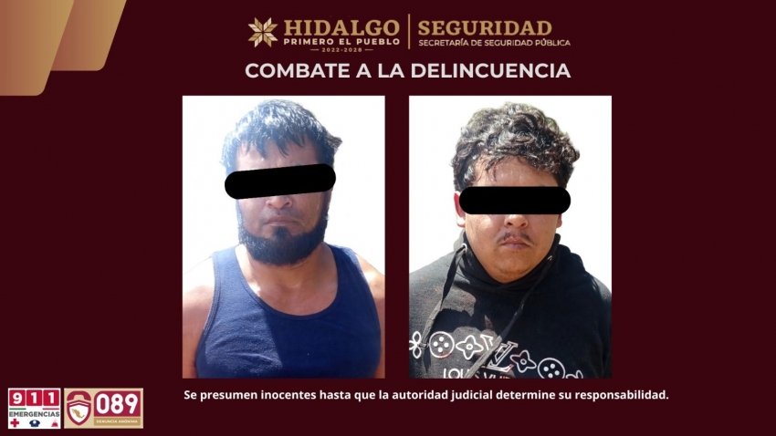 SSPH asegura a presuntos responsables de homicidio en Pachuca