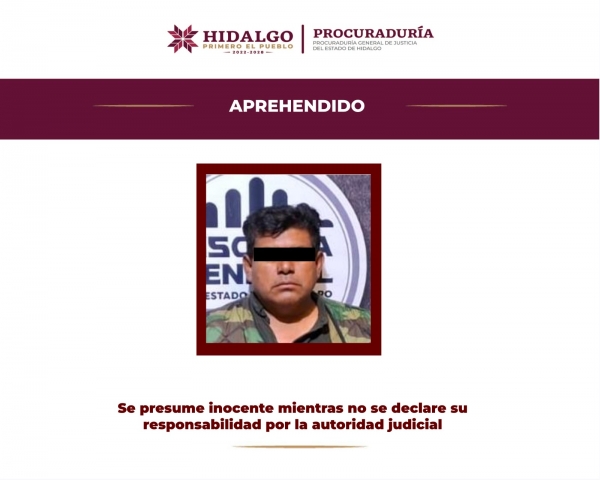 En Quer&eacute;taro la PGJEH aprehendi&oacute; a un hombre investigado por homicidio doloso calificado