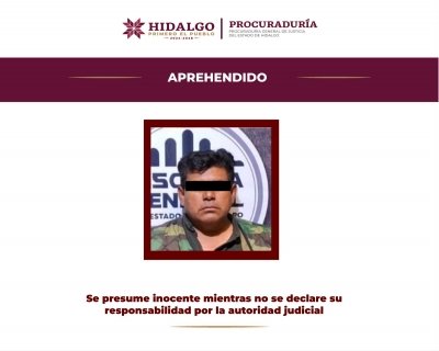 En Quer&eacute;taro la PGJEH aprehendi&oacute; a un hombre investigado por homicidio doloso calificado