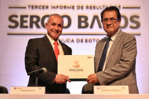 Rinde Sergio Ba&ntilde;os tercer informe de resultados