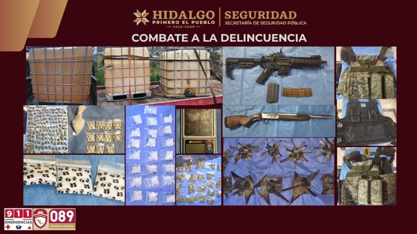 SSPH asegura más de mil 400 dosis de presuntos narcóticos y 2 mil 700 litros de hidrocarburo en Cuautepec