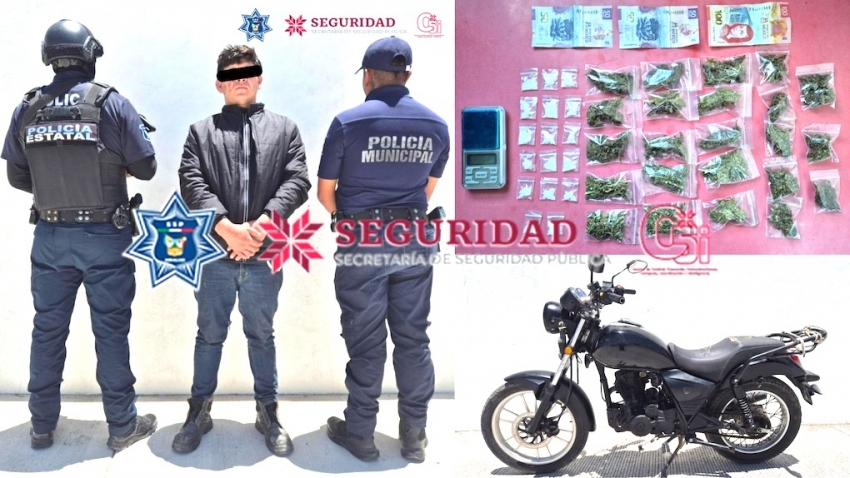 Aseguran a presunto narcomenudista y recuperan motocicleta robada en Progreso de Obregón