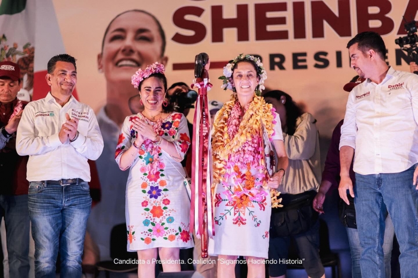 Mantener programas sociales y continuar con los principios del presidente, compromiso de Claudia Sheinbaum en Huejutla, ante  20 mil huastecos