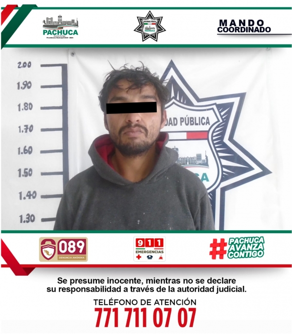 Detiene Policía de Pachuca a hombre por presunto robo