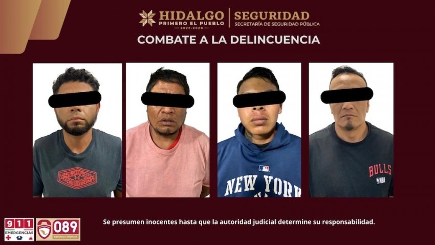 SSPH asegura a cuatro personas por presunto robo a transporte de carga en carretera federal México–Pachuca