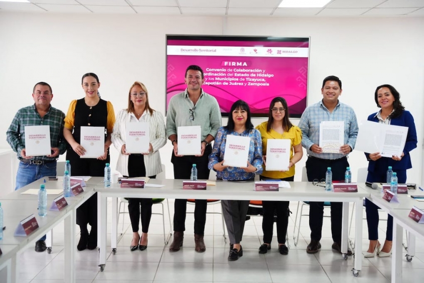 Gobierno de Hidalgo firma convenio con tres municipios para fortalecer la planeación territorial 
