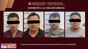 Asegura SSPH a cuatro personas en Tepeapulco; tres son objetivos prioritarios