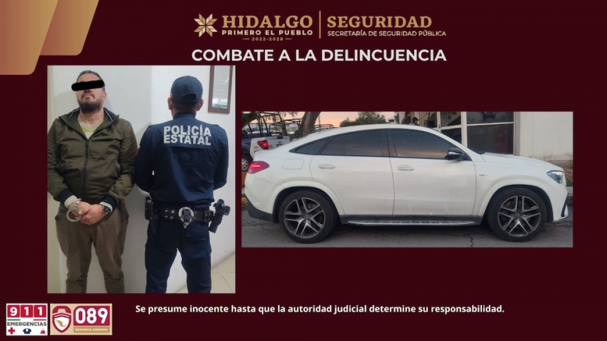SSPH recupera vehículo robado en plaza comercial de Pachuca; aseguran a presunto responsable