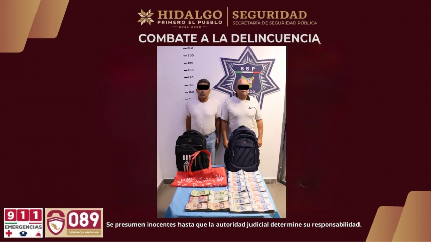 SSPH recupera más de 1 millón de pesos robados a cuentahabiente en Pachuca: asegura a responsables