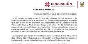 La Secretaría de Educación Pública de Hidalgo (SEPH) informa a la comunidad educativa:
