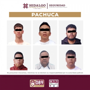 Por robo y asalto, SSPH detiene a seis personas en Pachuca