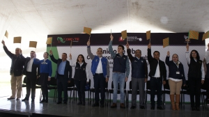 ENCABEZAN TITULAR DE SEPH Y DE LA CONTRALOR&Iacute;A INICIO DE OBRA DE CONSTRUCCI&Oacute;N EN EL CECYTEH PLANTEL TETEPANGO