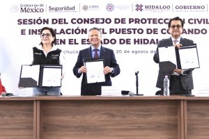 Gobierno de Hidalgo y CNPC instalan Puesto de Comando para enfrentar temporada de lluvias
