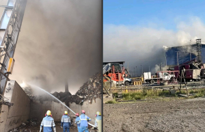 Explosi&oacute;n e incendio en Ciudad Sahag&uacute;n
