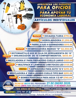 OFRECE MINERAL DE LA REFORMA 9&deg; CAMPA&Ntilde;A DE HERRAMIENTAS A BAJO COSTO