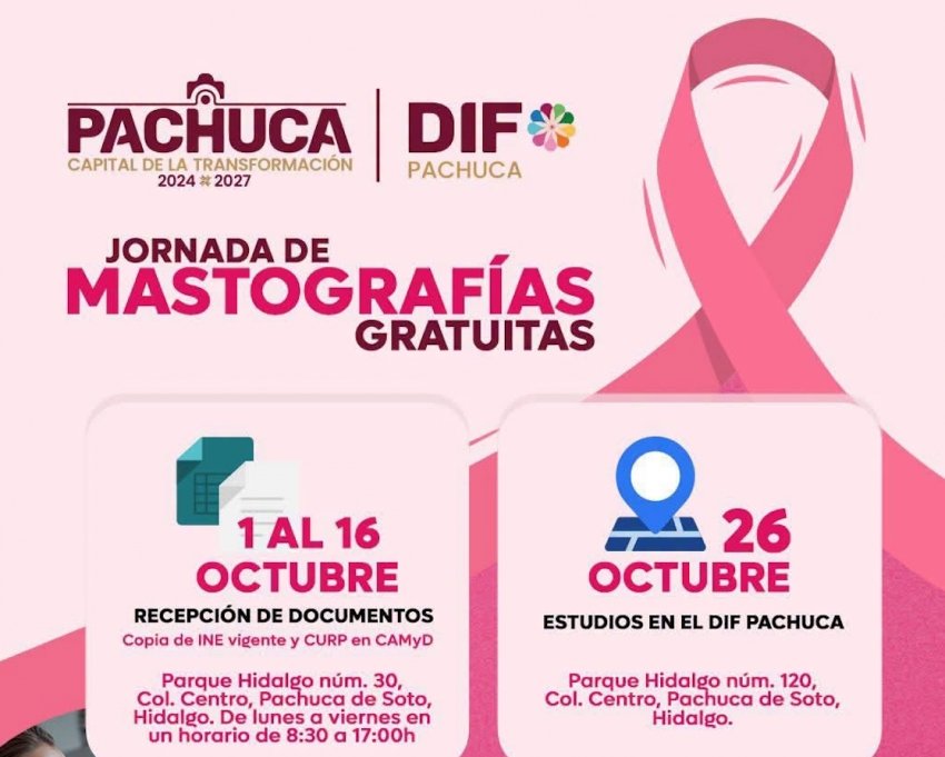 DIF Pachuca abre registro para jornada de mastografías gratuitas