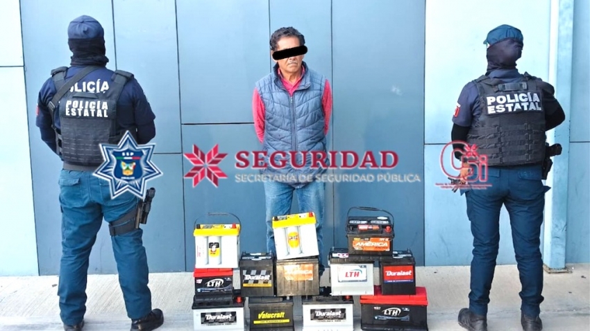 SSPH asegura a una persona y recupera acumuladores para automóvil