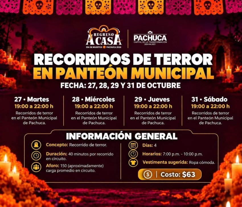 Pachuca invita a vivir recorridos de terror en el Panteón Municipal
