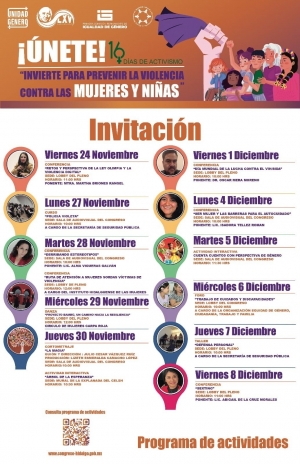&nbsp;Congreso de Hidalgo con 16 d&iacute;as de activismo contra la violencia de g&eacute;nero impulsada por la ONU