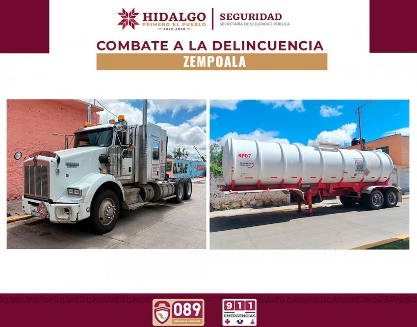 SSPH asegura 29 mil litros de hidrocarburo y detiene a un hombre en Zempoala