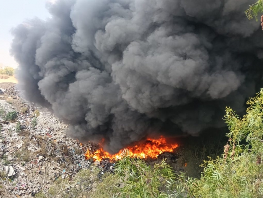Atención oportuna de la SSPH a incendio de Basurero Clandestino en Zempoala