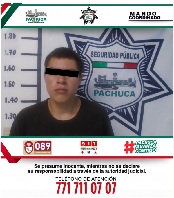 Policía de Pachuca detiene a hombre por intento de asalto a transeúnte