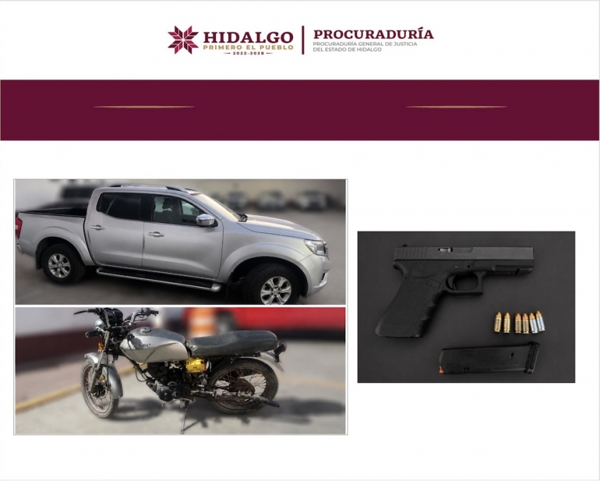 Detiene PGJEH a tres personas en posesión de narcóticos, arma de fuego y un vehículo con reporte de robo