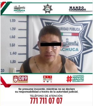 Polic&iacute;a de Pachuca detiene a hombre por presunto robo
