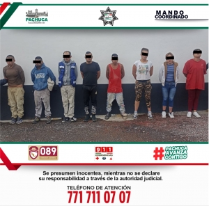 Elementos de Tr&aacute;nsito y Vialidad detienen a 8 personas por presunto robo