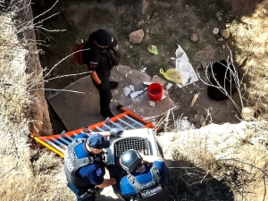 Con apoyo de drones, Seguridad P&uacute;blica de Pachuca rescata a canino en La Loma