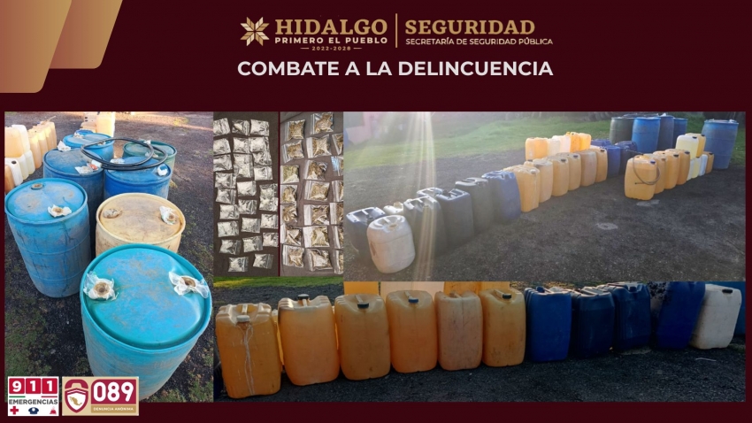 Aseguran hidrocarburo y droga en dos cateos en Singuilucan