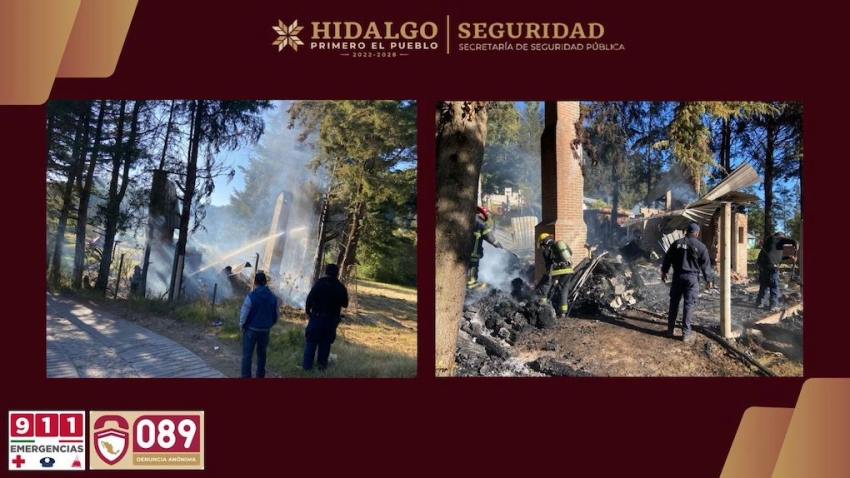 Policía Turística y H. Cuerpo de Bomberos atienden incendio en Mineral del Chico y evitan su propagación